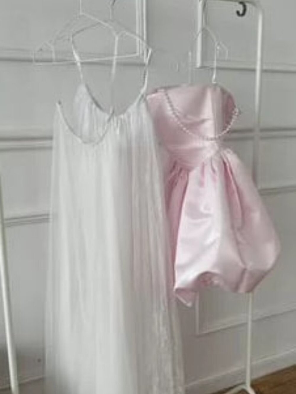Pink Strapless Bubble Dress with Pearl Detailing - Picture 3 of 5